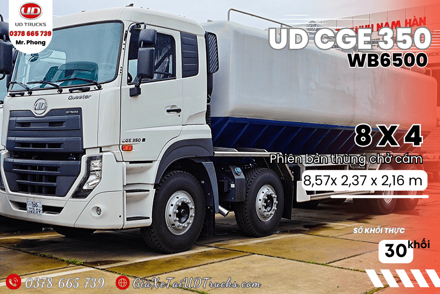 Xe Tải 4 Chân 30 Khối Chở Thức Ăn Gia Súc UD Quester CGE 350