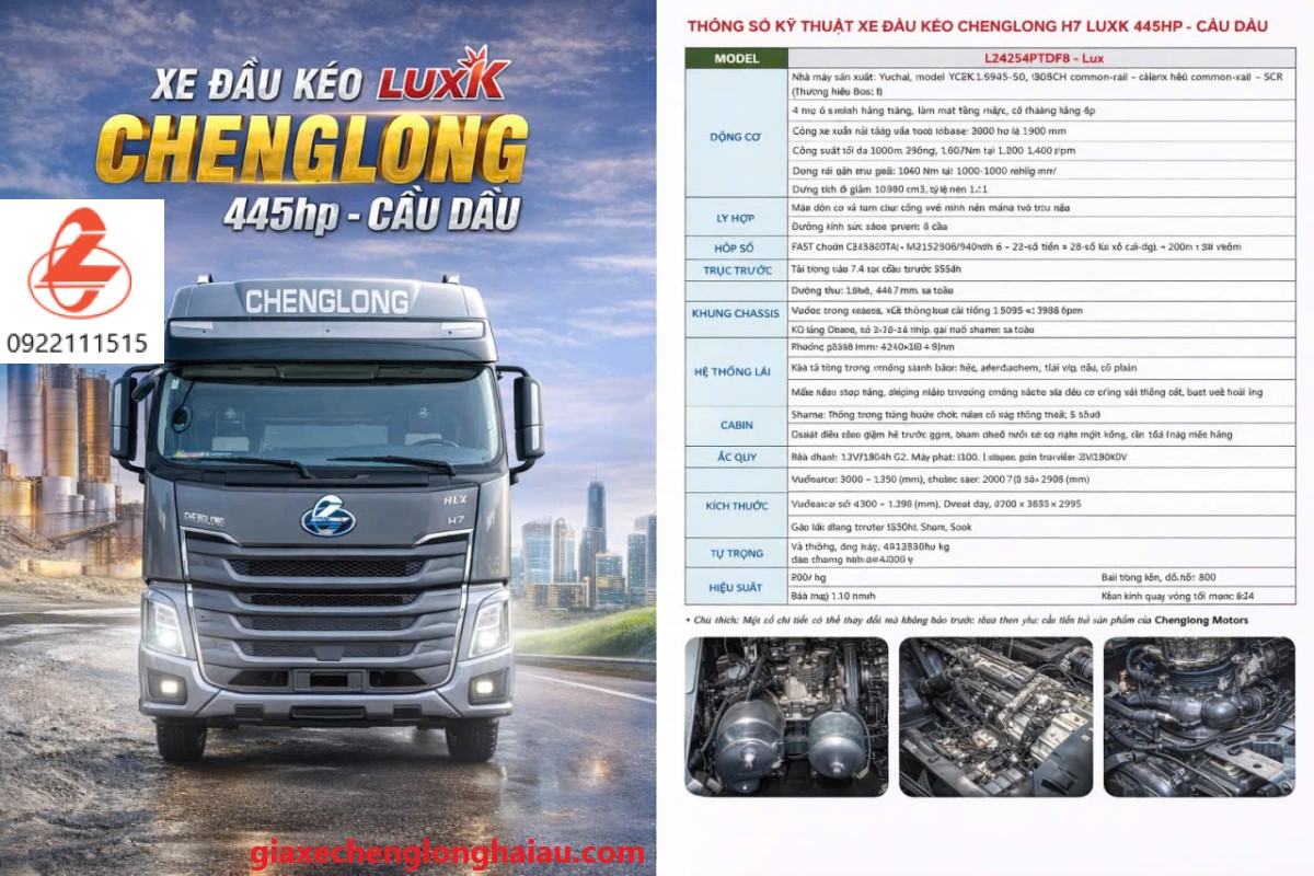 Th&ocirc;ng số kỹ thuật xe tải chenglong 445luxk