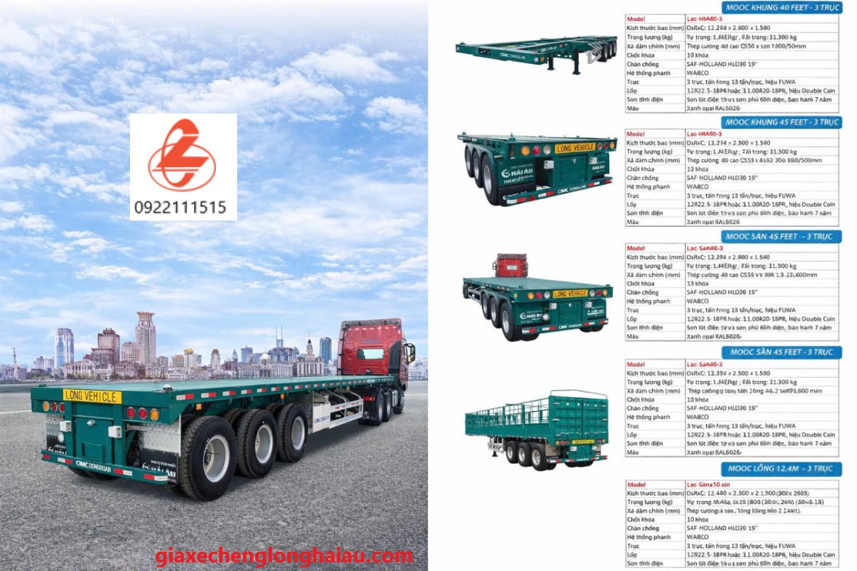 Th&ocirc;ng số kỹ thuật c&aacute;c loại m&oacute;c 3 trục