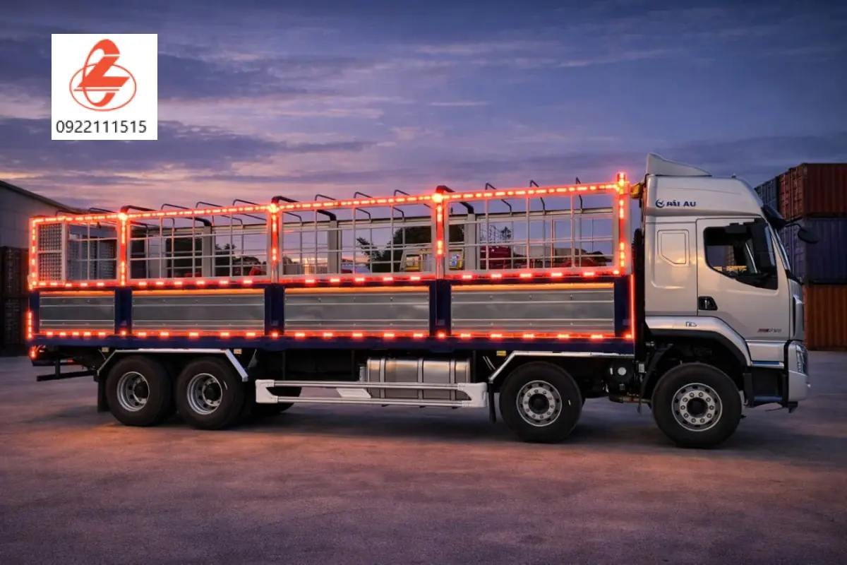 Th&ugrave;ng khung mui phủ bạt mở 9 bửng linh hoạt, cực kỳ thuận tiện cho việc bốc dỡ h&agrave;ng h&oacute;a bằng xe n&acirc;ng.